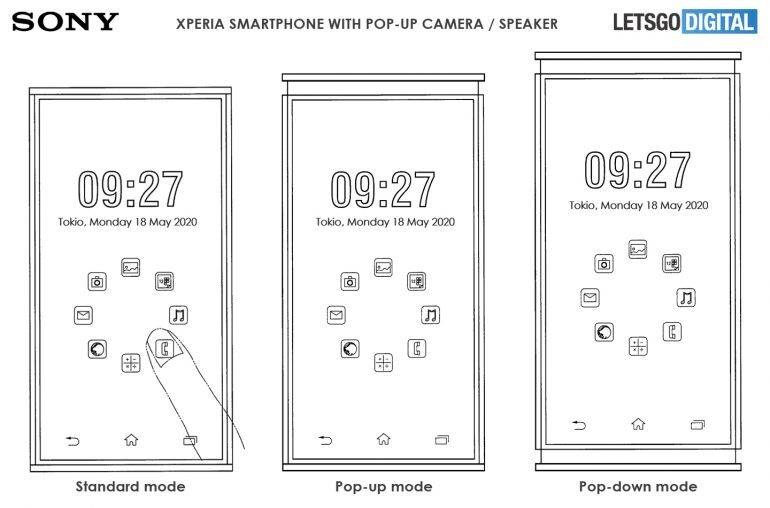 La patente de Sony muestra el teléfono Xperia con altavoces emergentes